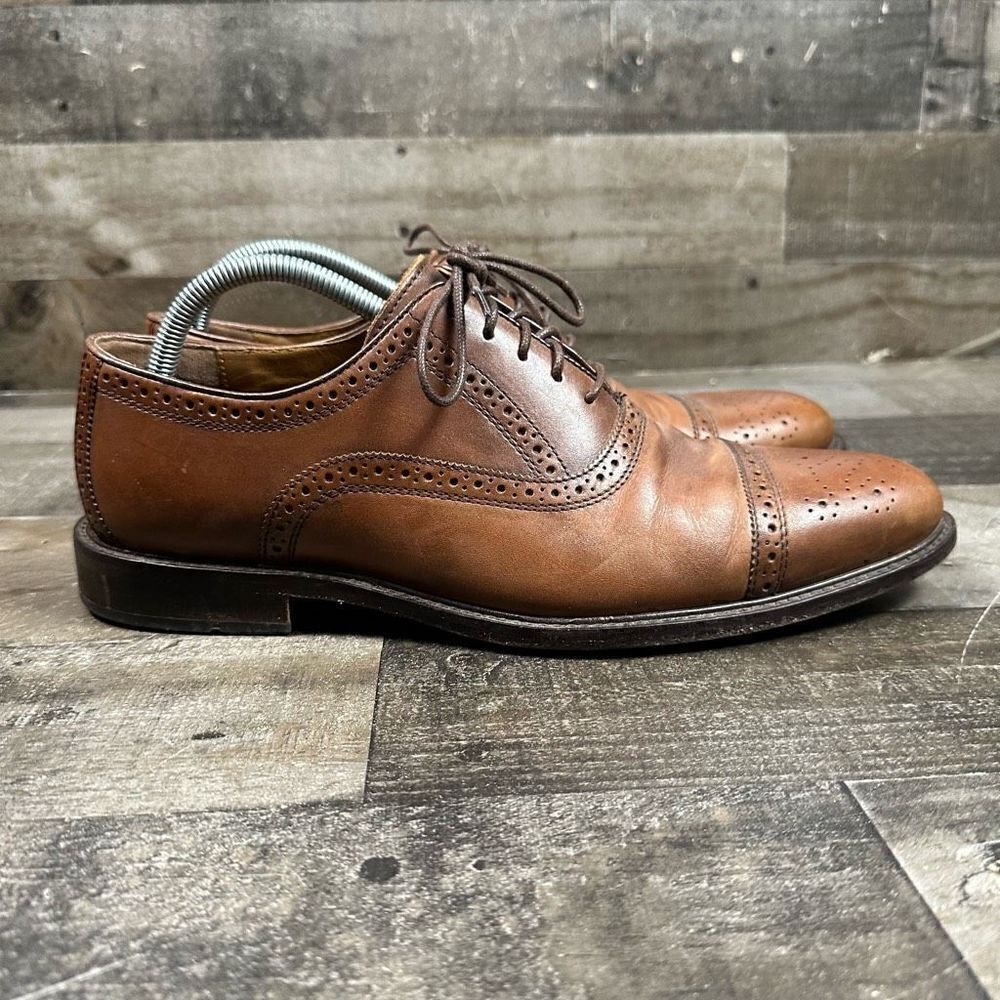 Johnston & Murphy Men’s Size 10.5 Conrad Cap Toe Shoes Brown Calfskin Leather